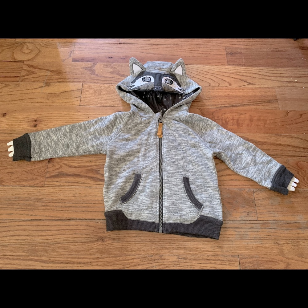 Gray Fox Zip Up Hoodie with Cozy Pockets and “Claws” on the sleeves!- NWOT